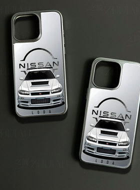 日产GTR手机壳大孔电镀黑框碳纤维二合一玻璃适用苹果17promax华为PURA80PROPLUSPURA70ULTRAPURA80ULTRA