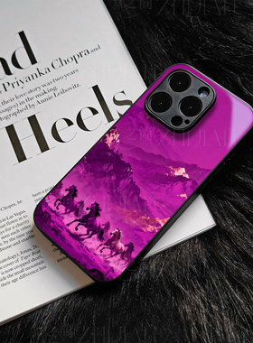 苹果17promax红川奔马玻璃手机壳马年新年祝福有钱适用苹果华为红米TURBO4PROFINDX8PRO小米MIX4VIVOY300PRO