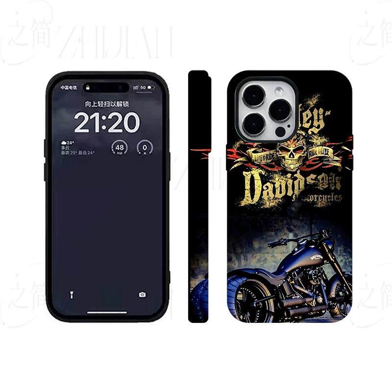 哈雷骷髅摩托磨砂磁吸手机壳大孔亮面硬壳适用苹果iphone18promax华为PURAXVIEW华为MATE70AIRVIVOS30PROMINI