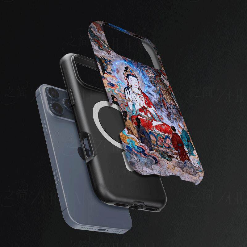 观音天龙壁画磨砂磁吸手机壳大孔亮面硬壳适用苹果iphone18promax华为PURAXVIEW华为MATE50PRO华为NOVA7PRO