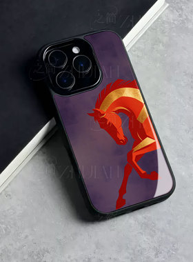 苹果17promax红马j玻璃手机壳马年新年祝福有钱适用苹果华为IQOOZ10TURBOP80PROIQOO15VIVOX300PRO