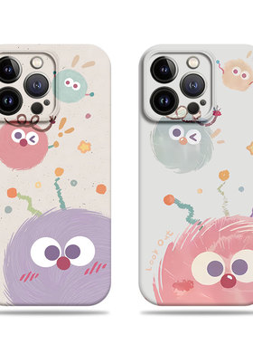 苹果17promax三只煤球菲林情侣手机壳适用苹果华为MATE50PRONOVA12PRO小米14PROVIVOY300TVIVOY78PLUS