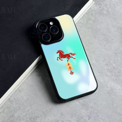 苹果17promax马年平安t玻璃手机壳马年新年祝福有钱适用苹果华为小米15至尊VIVOS50PROMINI麦芒40红米K80PRO