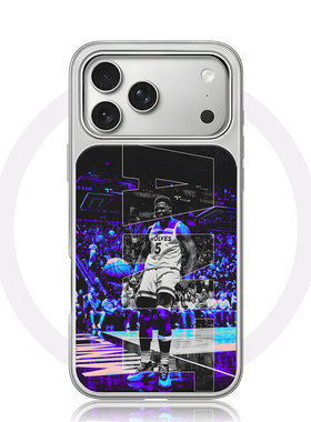 森林狼5号球员手机壳大孔电镀黑框碳纤纹二合一磁吸适用苹果17promax华为小米14PROP60PROPURA70PROPLUS