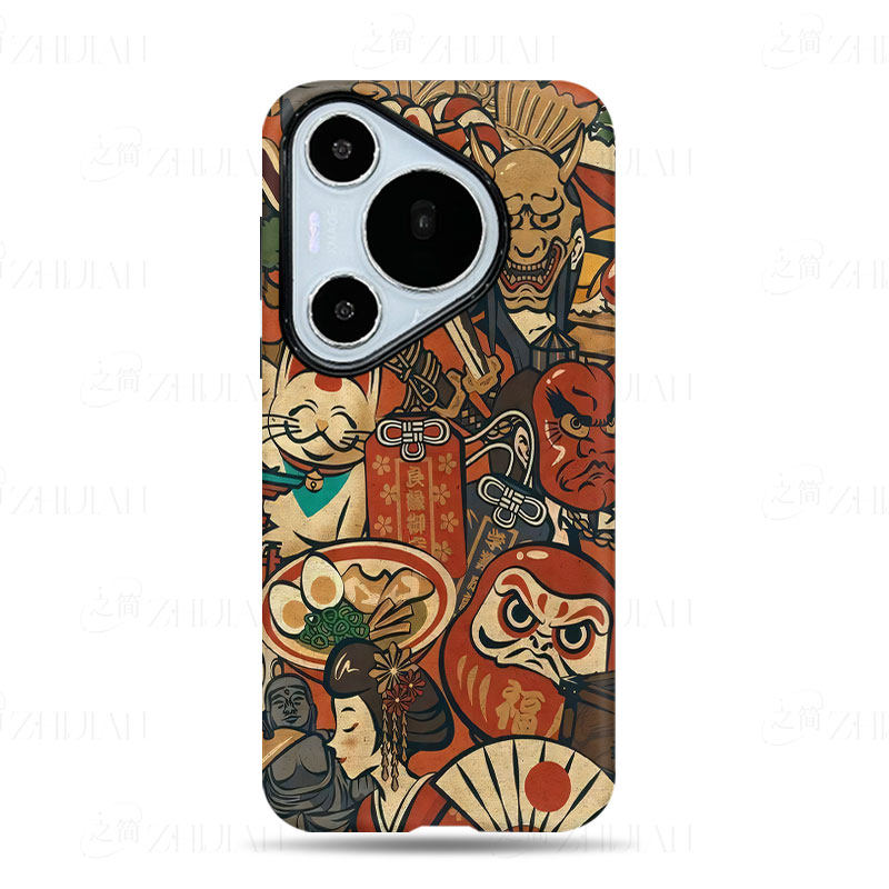 和风浮世绘磨砂磁吸手机壳大孔亮面硬壳适用苹果iphone18promax华为PURAXVIEW红米NOTE12PROPLUS华为MATE80PR