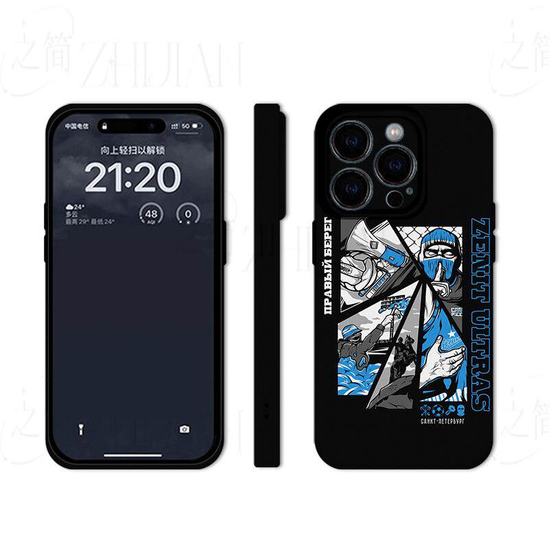 泽尼特球迷画磨砂磁吸手机壳大孔亮面硬壳适用苹果iphone18promax华为PURAXVIEWOPPORENO11PRO华为畅享90PLUS