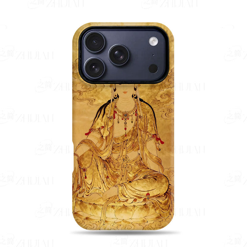 鎏金观音坐像磨砂磁吸手机壳大孔亮面硬壳适用苹果iphone18promax华为PURAXVIEW小米CIVI31加ACE3V