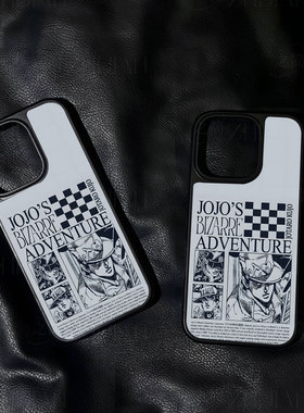 JOJO奇妙冒险手机壳大孔电镀黑框碳纤纹二合一磁吸适用苹果17promax华为P60PRO小米15PROMATE60PROPLUS