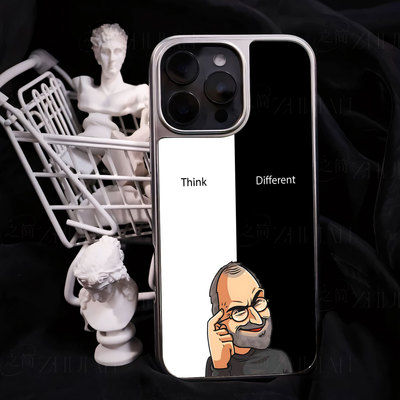 乔布斯Think不同手机壳大孔电镀黑框碳纤纹二合一磁吸适用苹果17promax华为PURA80ULTRA小米14PRO小米17PROMA