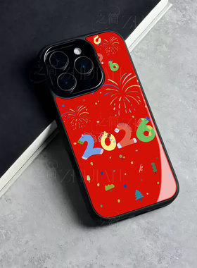 苹果17promax马年烟花玻璃手机壳马年新年祝福有钱适用苹果华为红米K80PRONOVA15proVIVOS30PROMINI荣耀500pr