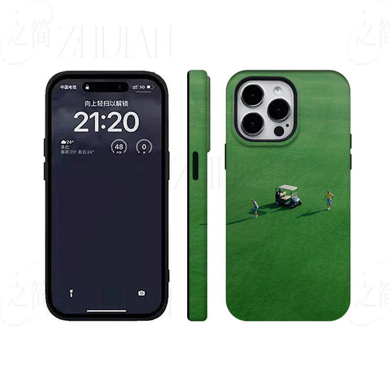 两人打高尔夫磨砂磁吸手机壳大孔亮面硬壳适用苹果iphone18promax华为PURAXVIEWVIVOX90PROPLUSVIVOX300PRO