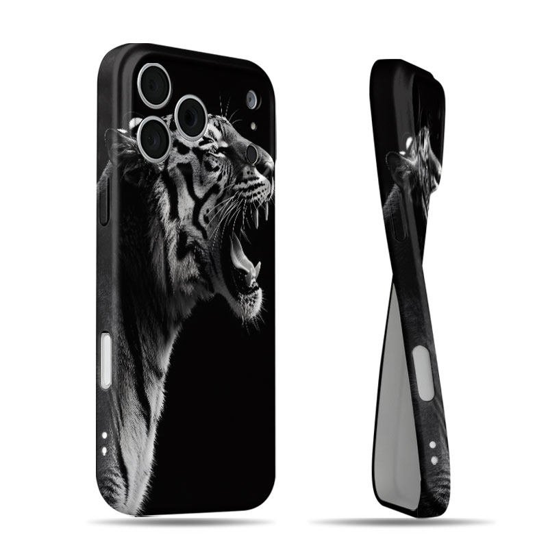 黑白猛虎咆哮磨砂磁吸手机壳大孔亮面硬壳适用苹果iphone18promax华为PURAXVIEW华为NOVA12PRO荣耀90PRO