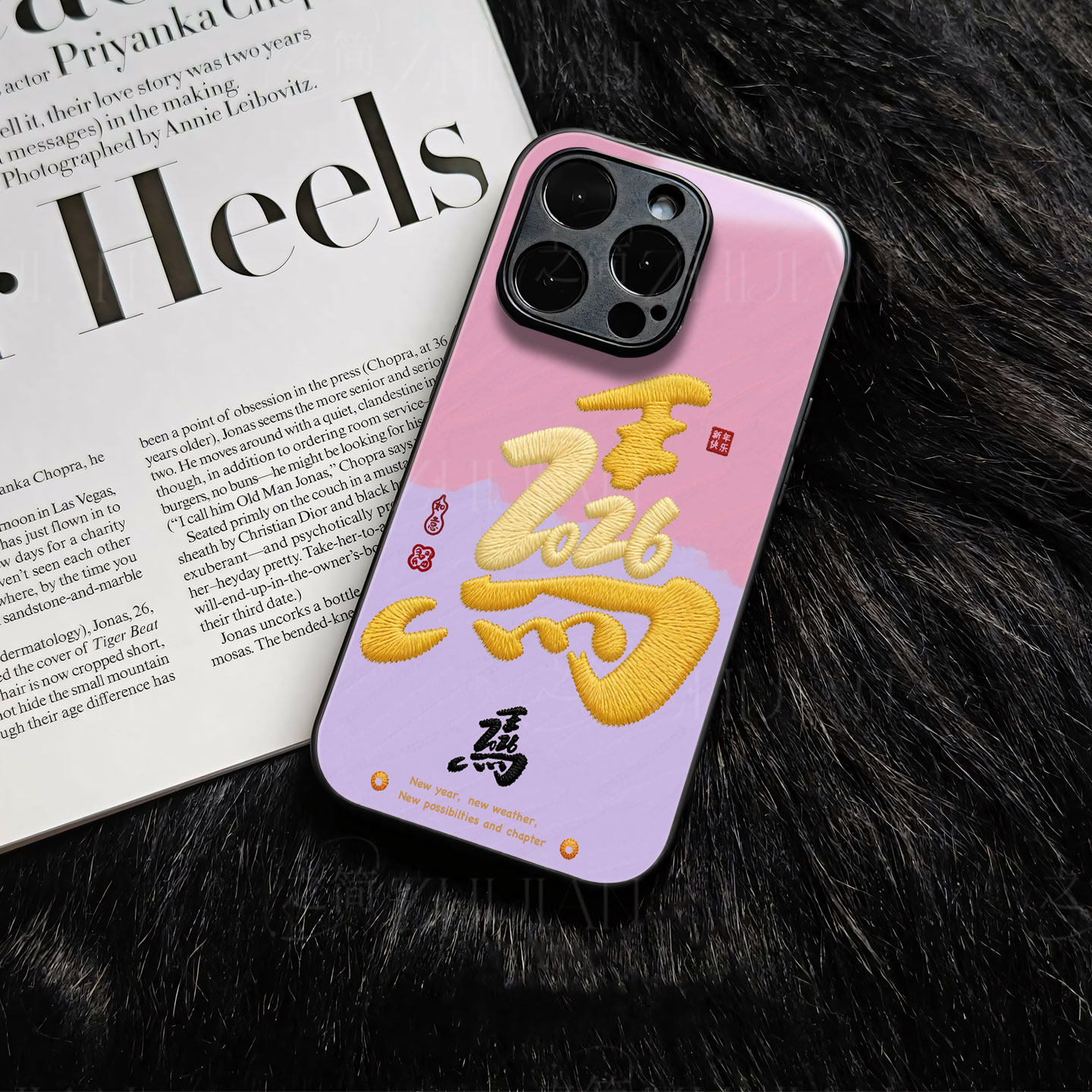 苹果17promax马年马字玻璃手机壳马年新年祝福有钱适用苹果华为荣耀X70I一加ACE5竞速版荣耀300PROIQOOZ10TUR