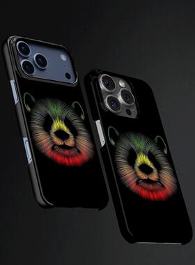 炫彩线条熊猫硬壳磨砂磁吸手机壳适用苹果iphone17promax华为荣耀500proMATE80PROMAX荣耀MAGIC7PROP60pro