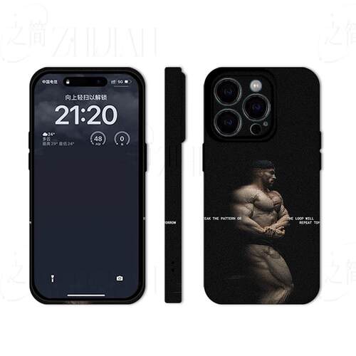 健美肌肉男磨砂磁吸手机壳大孔亮面硬壳适用苹果iphone18promax华为PURAXVIEW华为NOVA8SE1加ACE6至尊版