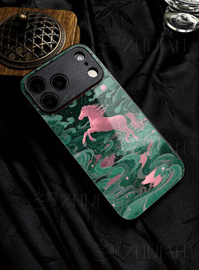 苹果17promax金马踏星河玻璃手机壳马年新年祝福有钱适用苹果华为荣耀300至尊红米K80PROmate80proVIVOY500