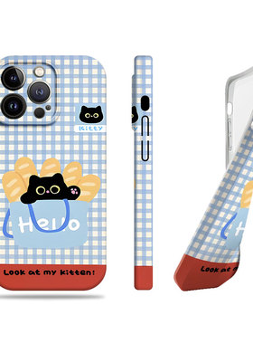 苹果17promax猫咪面包鱼菲林情侣手机壳适用苹果华为P80ULTRAMATE80PROMAXIQOO13小米CIVI5PROVIVOY300PRO