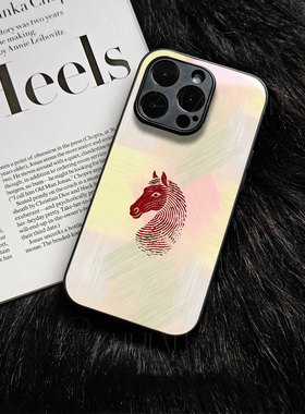 苹果17promax指纹马头玻璃手机壳马年新年祝福有钱适用苹果华为NOVA13PRO小米CIVI5PROmate80pro荣耀MAGIC8PR