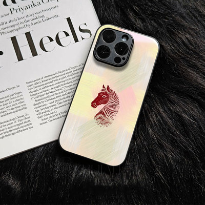 苹果17promax指纹马头玻璃手机壳马年新年祝福有钱适用苹果华为NOVA13PRO小米CIVI5PROmate80pro荣耀MAGIC8PR