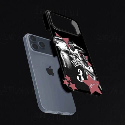 艾弗森3号图磨砂磁吸手机壳大孔亮面硬壳适用苹果iphone18promax华为PURAXVIEW荣耀POWER2华为畅享90PROMAX