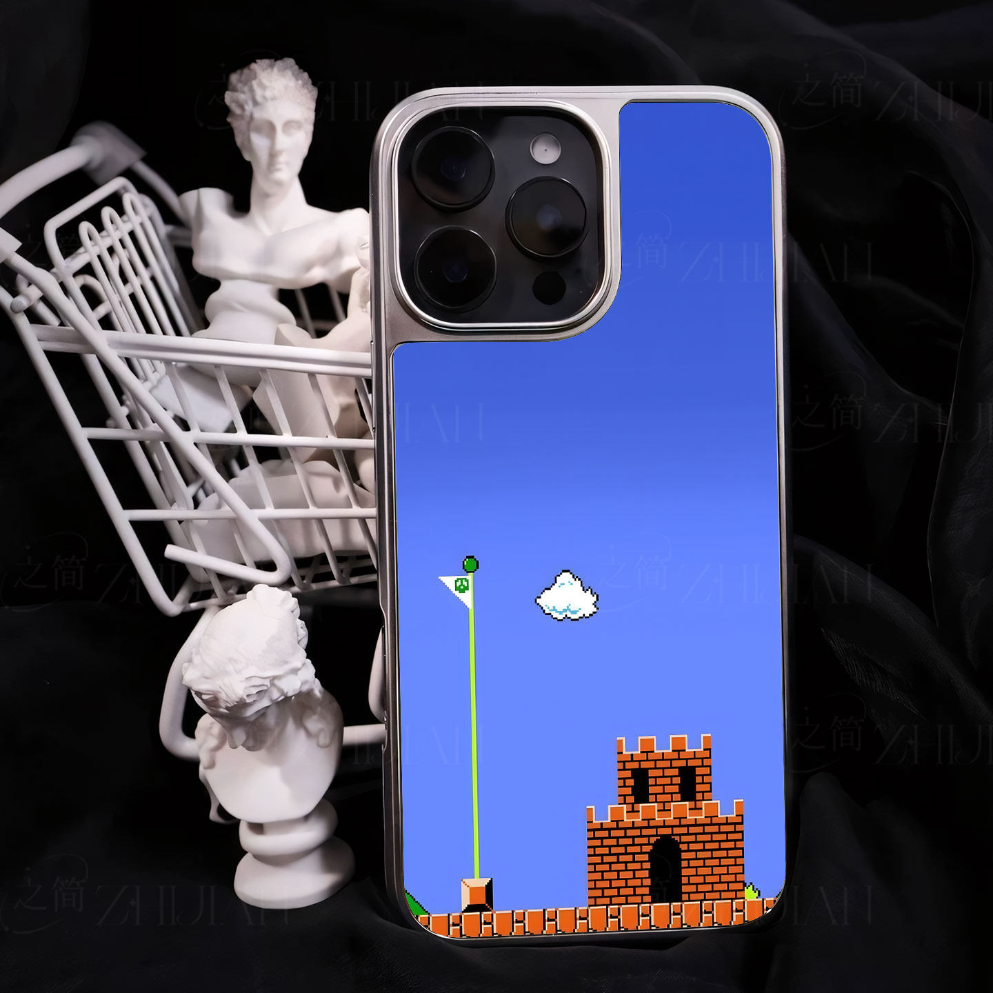 马里奥城堡关手机壳大孔电镀黑框碳纤纹二合一磁吸适用苹果17promax华为PURA70PROPLUS小米17PROMAXMATE60PRO