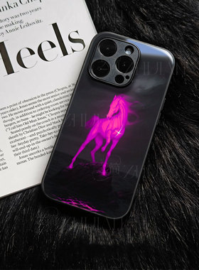 苹果17promax红马立礁玻璃手机壳马年新年祝福有钱适用苹果华为荣耀400PROVIVOS30PROMINI红米TURBO4PRO一加1