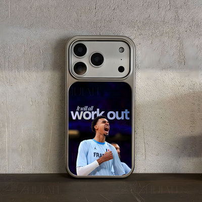 法国球员呐喊手机壳大孔电镀黑框碳纤纹二合一磁吸适用苹果17promax华为MATE60PROPLUSMATE70PROPLUSPURA80UL