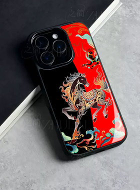 苹果17promax祥云马玻璃手机壳马年新年祝福有钱适用苹果华为一加15OPPOA6PROFINDX8PROVIVOS20PRO