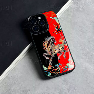 苹果17promax祥云马玻璃手机壳马年新年祝福有钱适用苹果华为一加15OPPOA6PROFINDX8PROVIVOS20PRO