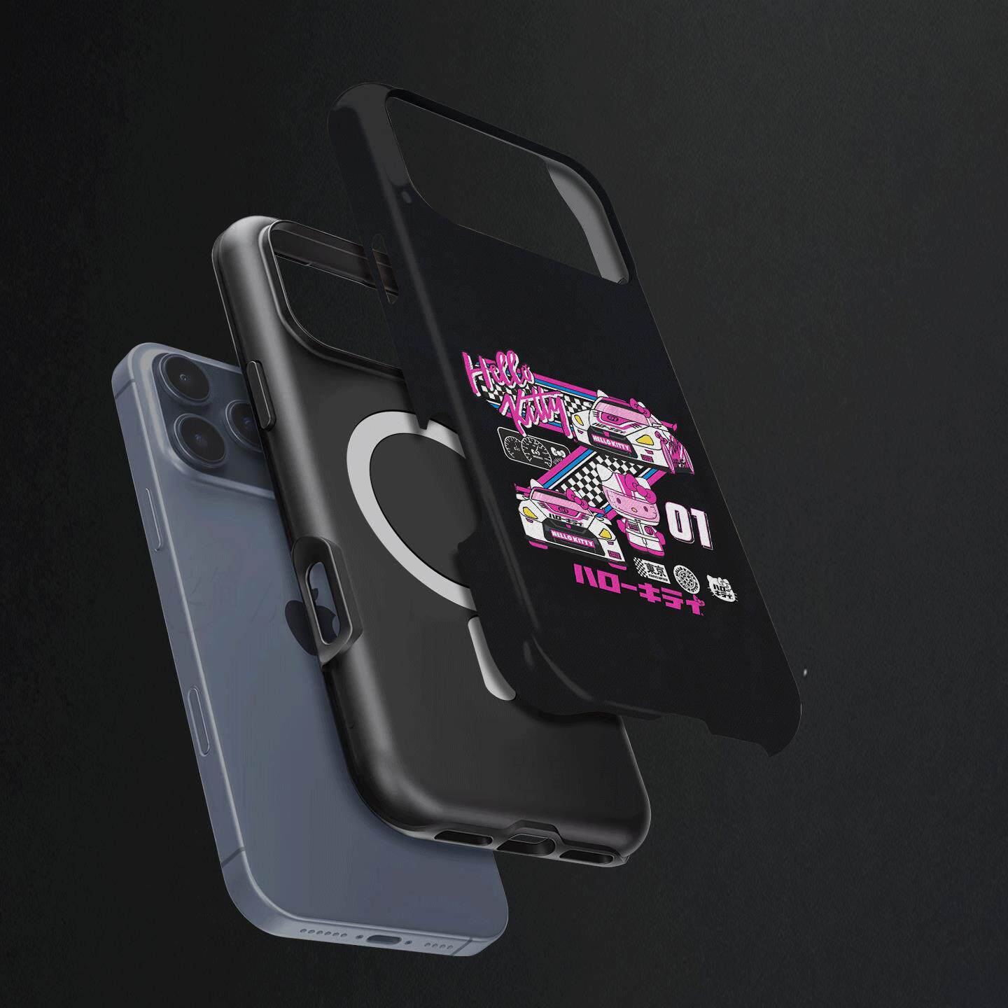 凯蒂猫赛车硬壳磨砂磁吸手机壳适用苹果iphone17promax华为小米14proFINDX8至尊P80ULTRAP80PRO