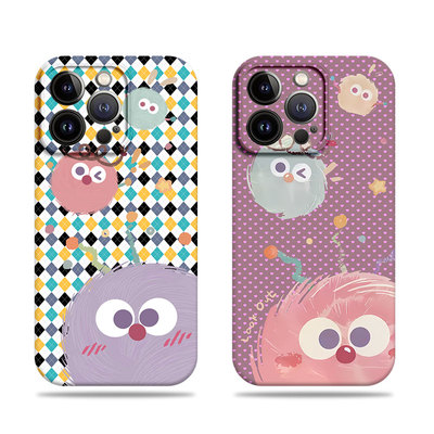 苹果17promax三只煤球菲林情侣手机壳适用苹果华为真我14proVIVOS30PROMININOVA13红米K70ULTRA一加ACE5竞速