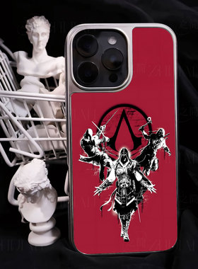 刺客信条群像手机壳大孔电镀黑框碳纤纹二合一磁吸适用苹果17promax华为PURA80PROPLUS小米14PROMATE60PROPLU