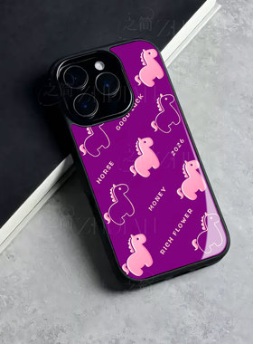 苹果17promax红底金小马玻璃手机壳马年新年祝福有钱适用苹果华为荣耀300PROVIVOX200PROMINIFINDX8PRONOVA13