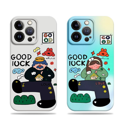 苹果17promax插画大叔女孩菲林情侣手机壳适用苹果华为FINDX8PROFINDX7ULTRAMATE50PROP60PROVIVOX200S