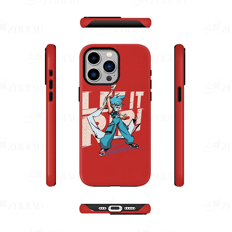 红底蓝发角色磨砂磁吸手机壳大孔亮面硬壳适用苹果iphone18promax华为PURAXVIEW华为NOVA7SEOPPOFINDX5PRO