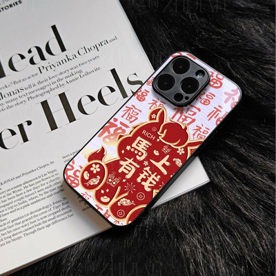 苹果17promax马上有钱福玻璃手机壳马年新年祝福有钱适用苹果华为P70ULTRA一加15VIVOS20PROFINDX8至尊