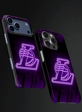 湖人霓虹队标硬壳磨砂磁吸手机壳适用苹果iphone17promax华为三星S25PLUS荣耀MAGIC7PROMATE70PRO+荣耀MAGIC8