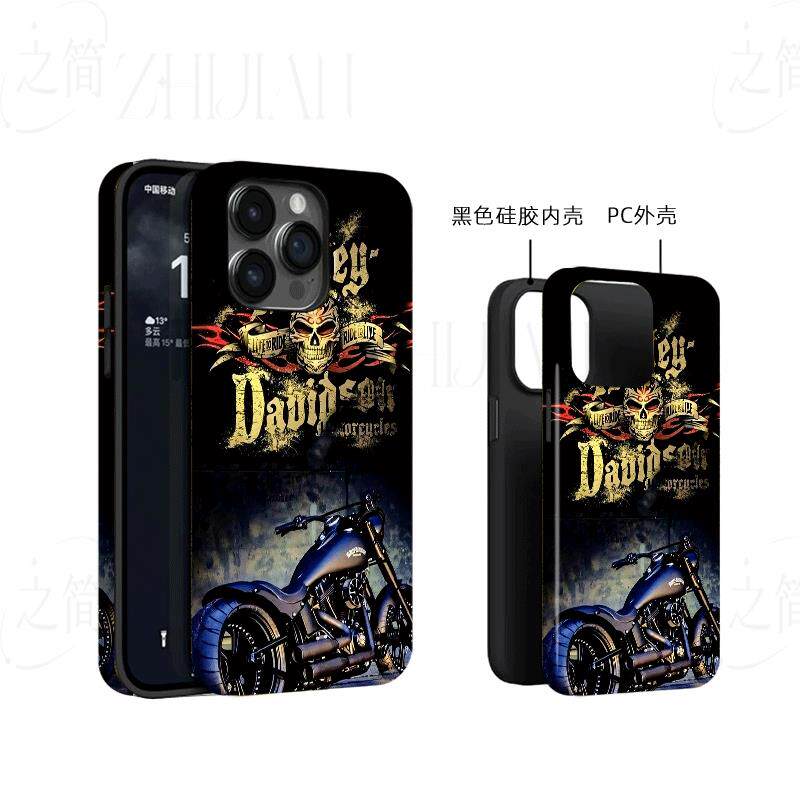 哈雷骷髅摩托磨砂磁吸手机壳大孔亮面硬壳适用苹果iphone18promax华为PURAXVIEWVIVOX200PROMINI荣耀MAGIC7PR