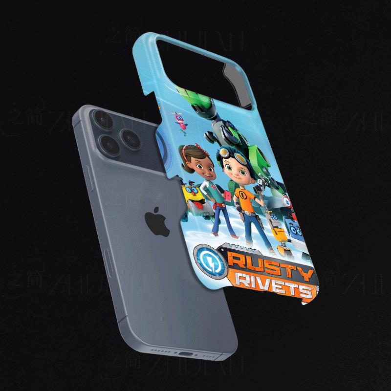 罗斯提机器人磨砂磁吸手机壳大孔亮面硬壳适用苹果iphone18promax华为PURAXVIEW荣耀60SEIQOONEO11