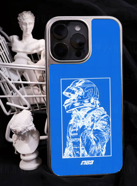 白描赛车手手机壳大孔电镀黑框碳纤纹二合一磁吸适用苹果17promax华为PURA80PROPLUSPURA70PROPLUS小米14PRO