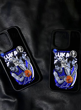 东契奇篮球插画手机壳大孔电镀黑框碳纤纹二合一磁吸适用苹果17promax华为小米14PROMATE70PROPLUS小米17PROM