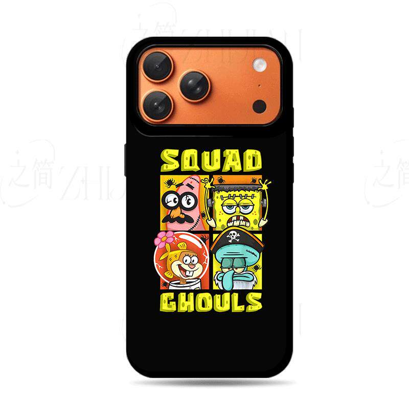 海绵宝宝小队磨砂磁吸手机壳大孔亮面硬壳适用苹果iphone18promax华为PURAXVIEWIQOOZ11TURBO小米CIVI5PRO