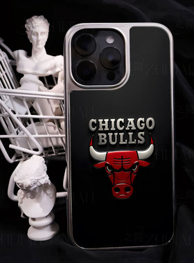 芝加哥公牛手机壳大孔电镀黑框碳纤纹二合一磁吸适用苹果17promax华为小米14PROPURA70PROPLUSPURA80ULTRA