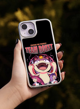 喵喵手机壳大孔电镀黑框碳纤维二合一玻璃适用苹果17promax华为P60PROPURA70PROPLUSMATE50PRO