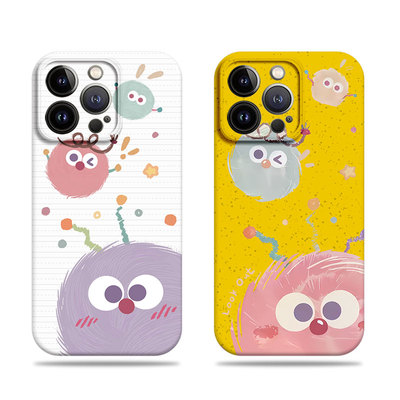 苹果17promax三只煤球菲林情侣手机壳适用苹果华为OPPOK13TURBOPRO红米K70E小米13PRO三星S24PLUSOPPOA6PRO