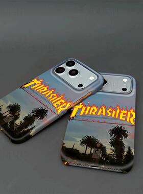 Thrasher街景硬壳磨砂磁吸手机壳适用苹果iphone17promax华为mate80pro小米14proVIVOX200PROMINIVIVOX200S