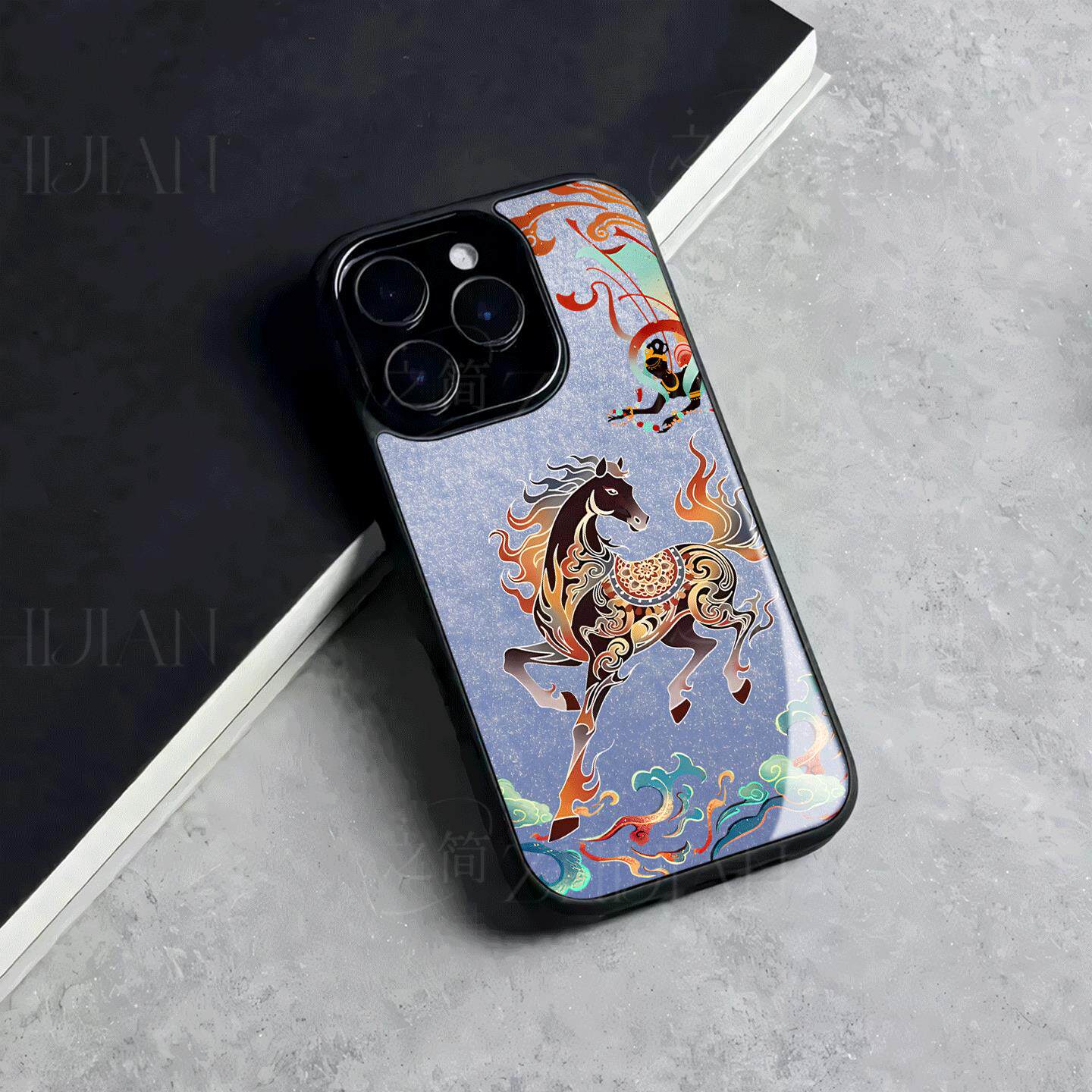 苹果17promax祥云马玻璃手机壳马年新年祝福有钱适用苹果华为VIVOY300T三星S25ULTRA荣耀X70IVIVOS50PROMINI