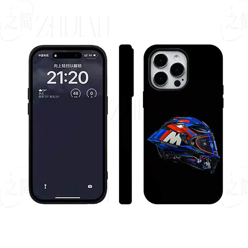 宝马赛车头盔磨砂磁吸手机壳大孔亮面硬壳适用苹果iphone18promax华为PURAXVIEWPROMAX14/15/16华为MATE70PRO