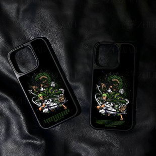 索隆与绿龙手机壳大孔电镀黑框碳纤纹二合一磁吸适用苹果17promax华为PURA80PROPLUS小米17PROMAX小米14PRO