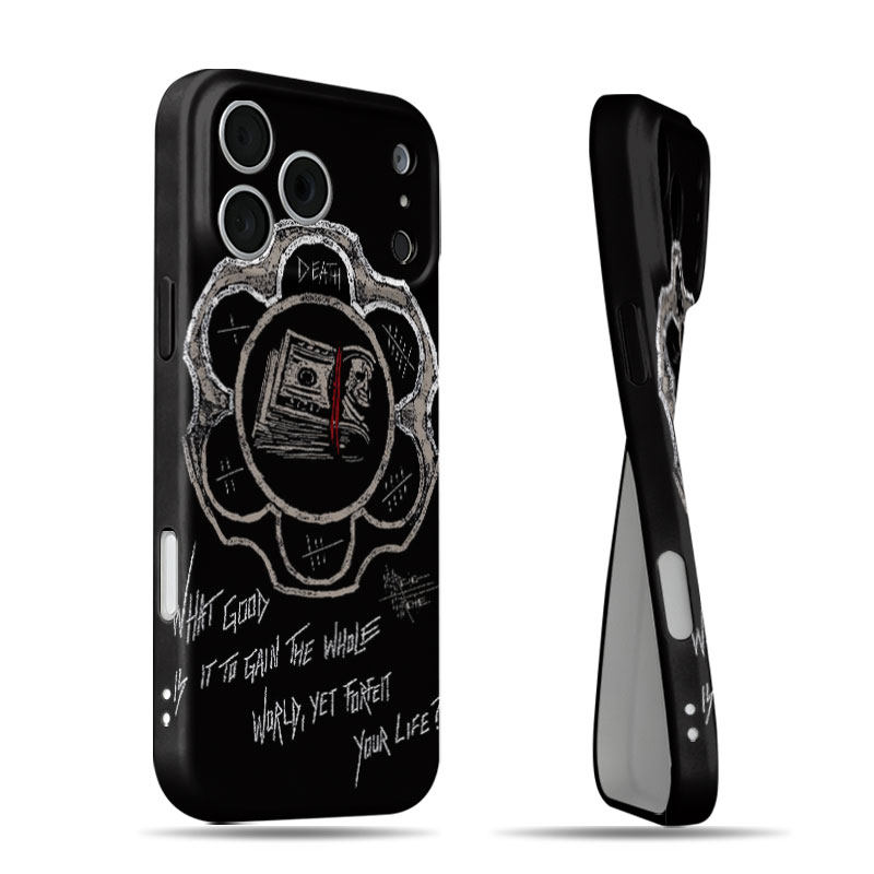 骷髅美钞徽章磨砂磁吸手机壳大孔亮面硬壳适用苹果iphone18promax华为PURAXVIEW荣耀60PRO红米K50至尊版